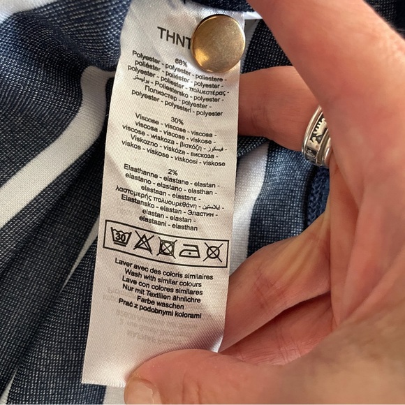 NAF NAF Blue and White Striped Shirt with Red Trim and Heart XS - Picture 6 of 9